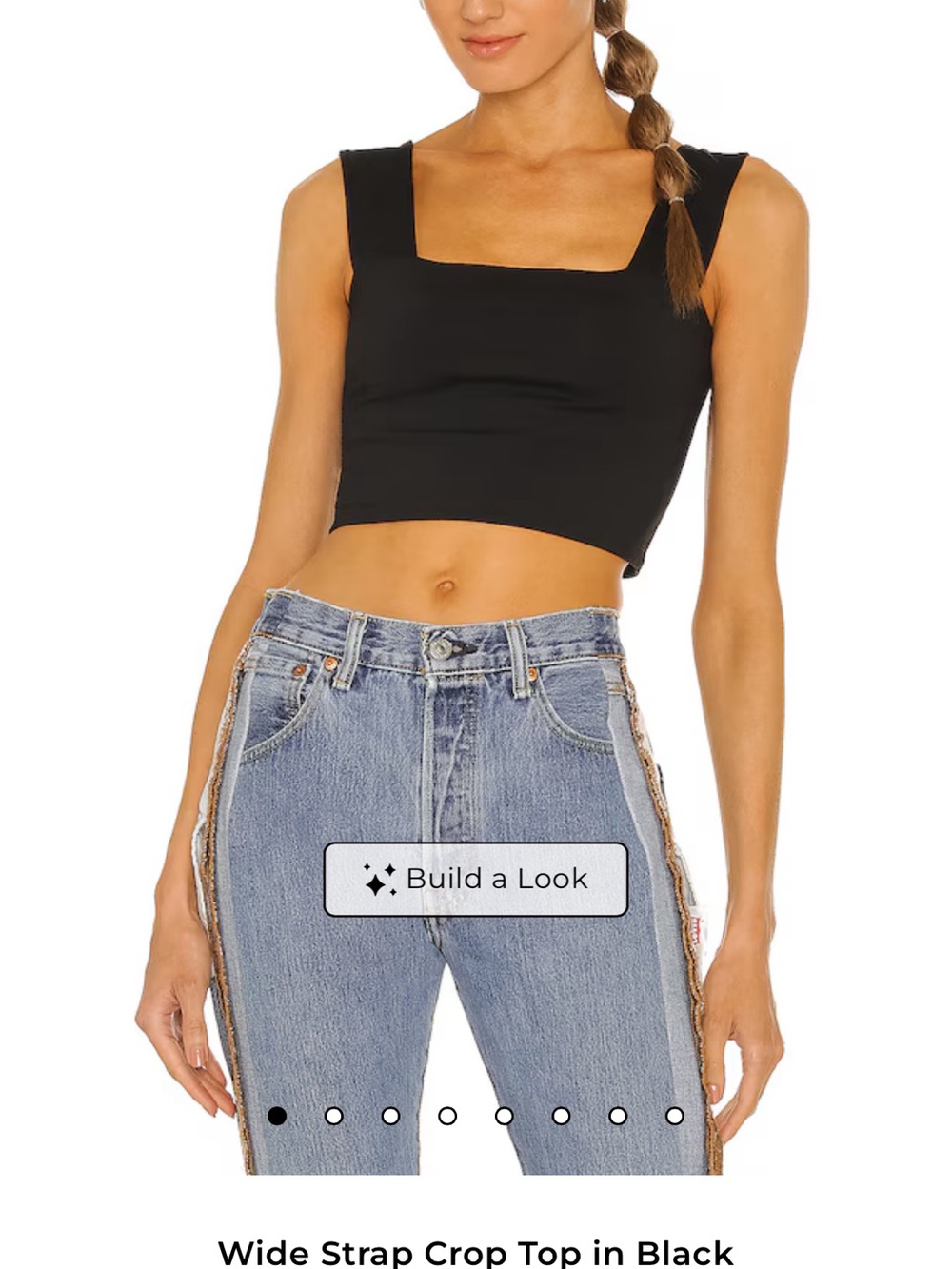 Susana Monaco Black Square-Neck Wide Strap Crop Top